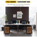 Jvareaty Mobile File Cabinet Industrial Office Filing Cabinets with Wheels and Lock 3 Drawer Wood Rolling File Cabinet for Legal A4 Letter Size Hanging File Folders Rustic Brown and Black