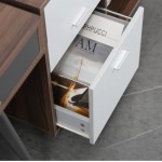 Lateral File Cabinets | Williamspace | Printer Stand Home Office Storage Cabinet with 3 Drawers & 2 Open Shelves Walnut + Grey