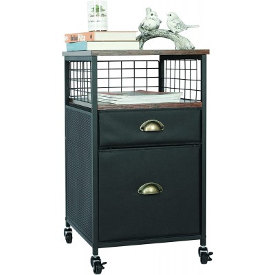 Mobile File Cabinet Office File Cabinet with Locking Wheels Rolling File Cabinet with Open Shelf and 2 Drawers,Great for Legal Letter A4 File Storage Black
