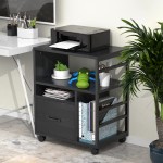 Mobile File Cabinet with Drawer Printer Stand with Storage Letter Size for Home OfficeBlack