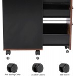 Office Cabinet with 3 Drawers Mobile Wood Filing cabinets for Home Office Rustic Brown Black Office Cabinet with Open Compartments