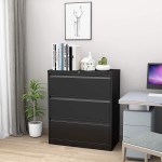 STEELCUBE 3 Drawer Lateral File Cabinet 3 Drawer Lateral File Cabinet with Lock Metal Lateral File Cabinet for Home and Office. Black