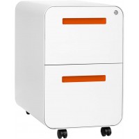 Stockpile 2-Drawer Modern Mobile File Cabinet Commercial-Grade White Orange