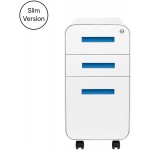 Stockpile Slim Version | 3-Drawer Mobile File Cabinet Commercial-Grade Pre-Assembled White Blue