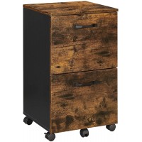 VASAGLE Industrial File Cabinet with 2 Drawers Rolling Office Filing Cabinet with Wheels for A4 Letter Sized Documents Hanging File Folders Rustic Brown and Black UOFC040B01