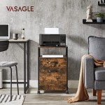 VASAGLE Rolling File Cabinet Mobile Office Cabinet on Wheels with 2 Drawers Open Shelf for A4 Letter Size Hanging File Folders Industrial Style Rustic Brown and Black UOFC71X