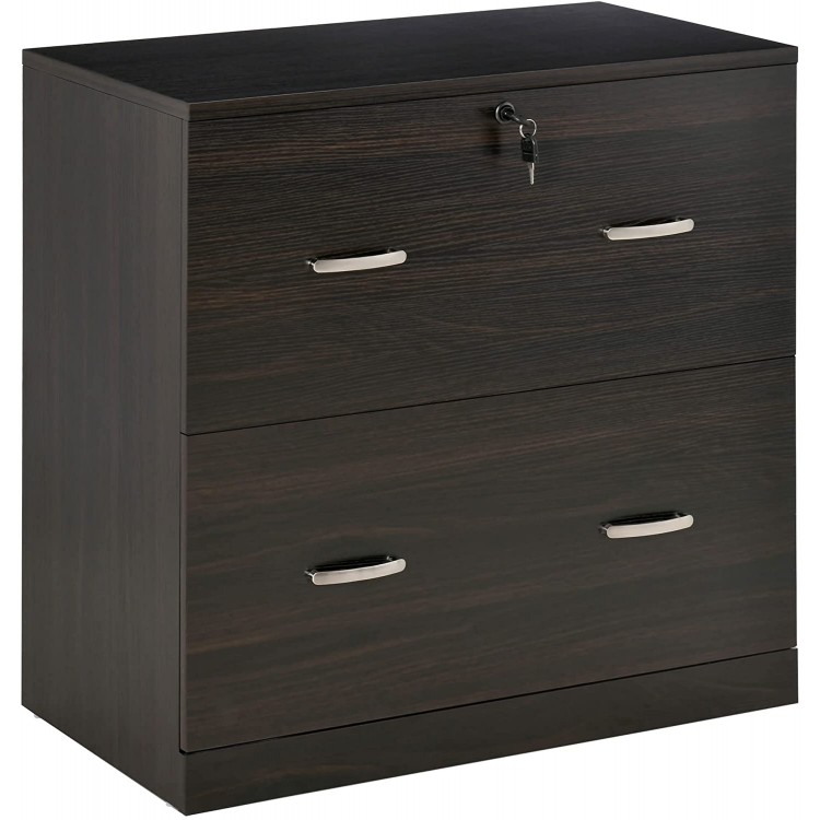 Vinsetto 2-Drawer File Cabinet with Lock and Keys Vertical Storage Filing Cabinet with Hanging Bar for A4 Size Home Office Walnut