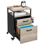 Yaheetech Mobile File Cabinet Rolling Filing Office Cabinet with Wheels and Lock for A4 Letter Size Hanging File Folders Industrial Style Gray+Black