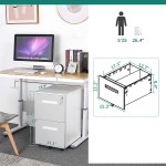 YITAHOME 2-Drawer File Cabinet with Lock 18.9” Deep Office Filing Cabinet for Legal Letter Pre-Assembled Vertical Metal File Cabinet Except Wheels Under Desk15”W x 18.9”D x 26”H Gray and White