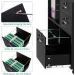 YITAHOME Wood File Cabinet 3 Drawer Mobile Lateral Filing Cabinet Storage Cabinet Printer Stand with 2 Open Shelves for Home Office Organization Black