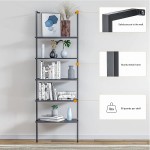 Bizzoelife 5-Shelf Bookcase Storage Organizer: Open Wall-Mounted Ladder Shelves 72.5 inches Modern Wood Bookshelf with industrial Stable Metal Frame Stand Rack Bookshelf for Home Office Decor Black