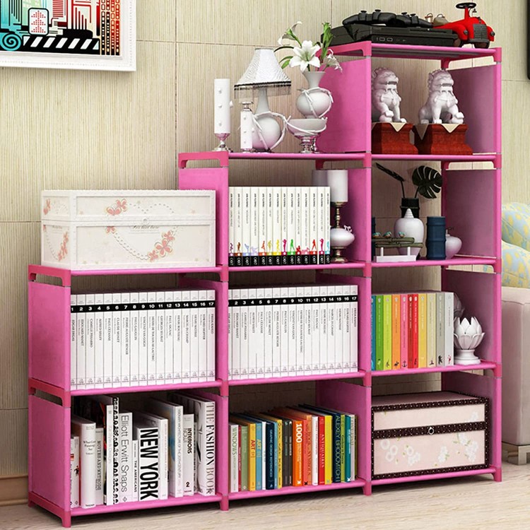 Book Shelf Book Shelves 30 inch Bookcase Folding Book Shelves Bookshelf Pink 9 Cube