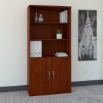 Bush Business Furniture Series C 36W 5 Shelf Bookcase with Doors in Hansen Cherry