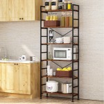 CosyStar 6-Tier Adjustable Tall Bookcase Rustic Wood and Metal Standing Bookshelf Industrial Vintage Book Shelf Unit Open Back Modern Office Bookcases