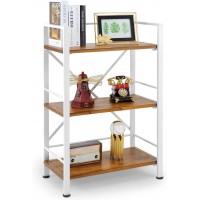 Crofy Rustic Industrial Style Bookshelf 3 Tier Bookcase Premium Metal Shelves for Storage Vintage Bookshelf for Office Organization and Storage 36.61" H x 23.62" W x 12.6" D 3 Tier White