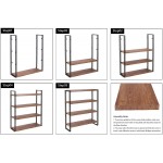 FIVEGIVEN 4 Tier Bookshelf Rustic Industrial Bookcase with Modern Open Wood Shelves Brown