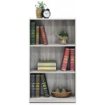 Furinno Basic 3-Tier Bookcase Storage Shelves French Oak Grey
