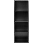 Hodedah Import 4 Shelf Bookcase Black