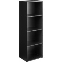 Hodedah Import 4 Shelf Bookcase Black