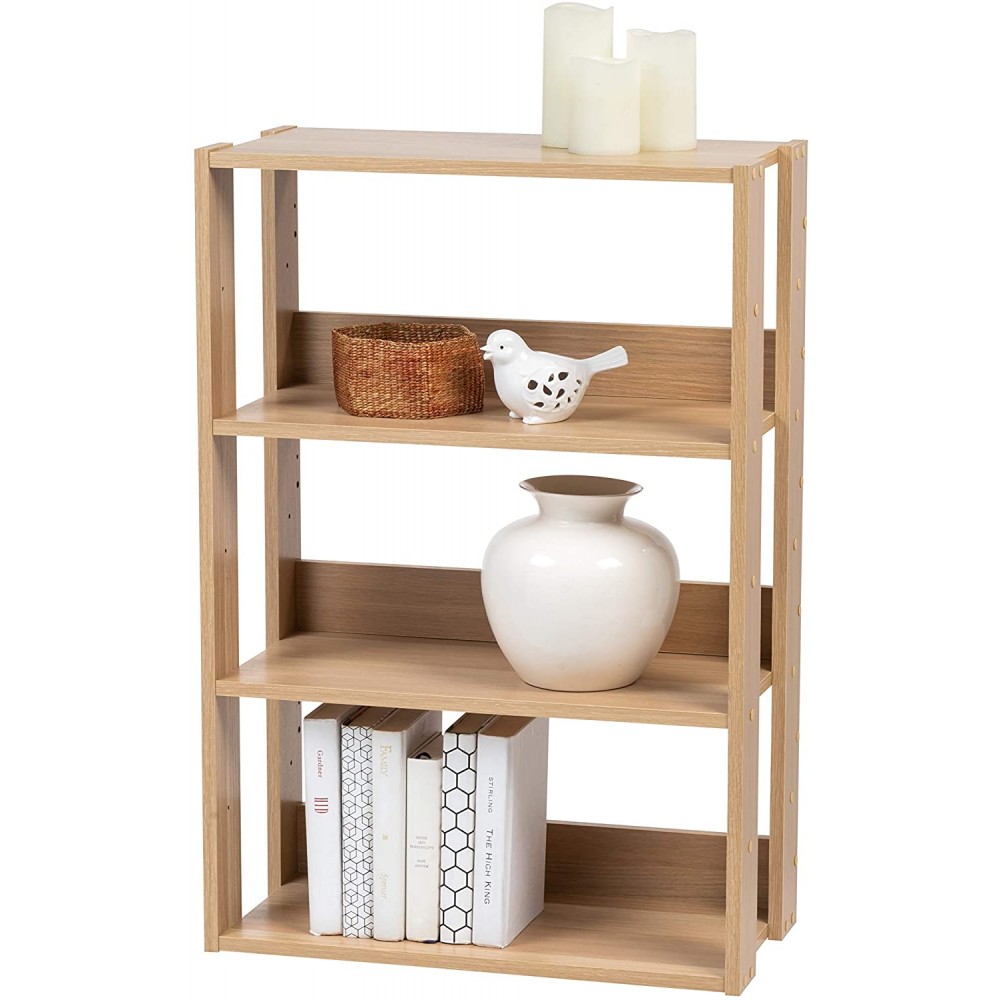 IRIS USA 3 Tier Open Bookshelf Small Bookcase for Small Spaces Farmhouse Shelf for Bedroom Office Living Room Indoor Plant Shelf for Home Décor Books Plants and More 24 inch Natural