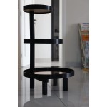 Mlenervg Free Standing Tower Shelf,3 Tier Open Aluminum Frame Mirror Shelves-Use Home Organizer for Office,Bedroom,Living Room Black Tan