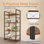 ODK Bookshelf 4 Tier Shelf Storage Organizer Modern Book Shelf with Metal Frame for Bedroom Living Room and Home Office Rustic Brown