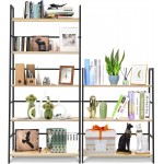 SpringSun 5-Tier Simple Industrial Bookshelf，Wood Bookcase and Display Shelf Furniture with Metal Frame for Home and Office