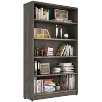 SUNON Bookcases and Book Shelves 5 Shelf Corner Wood Storage Bookshelf Open Large Bookcase Closed Back Shelves Big Book Case for Bedroom Living Room 36“ Wide 60 Inches Tall High 10" Deep 5 Tier Grey
