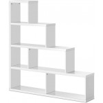 Tangkula 14 Shelves Bookshelf L Shaped Freestanding Ladder Corner Bookshelf 10 Cubes Stepped Etagere Bookcase 5 Tier Wooden Storage Display Shelf for Home Office 61 x 11 x 64 Inches White