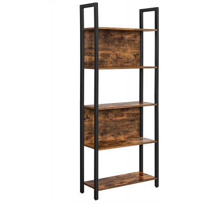 VASAGLE 5-Tier Bookshelf Storage Rack Shelf Bookcase with Steel Frame for Living Room Entryway Hallway Office Rustic Brown + Black