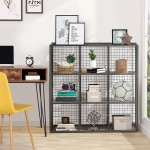 VECELO Metal Wire Cube Storage,9-Cube Grids Shelves Organizer Modular Bookcase Multipurpose Shelf Display Rack for Books Toys Clothes Tools 36”L x 12”W x 36”H Black