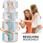 White Creative revolving Bookshelf 360 Degree Bookcase Simple Shelf Floor Multi Store White Books for Students and Book Shelves