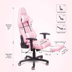 AA Products Gaming Chair Ergonomic High Back Computer Racing Chair Adjustable Office Chair with Footrest Lumbar Support Swivel Chair WhitePink
