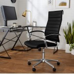 Basics High-Back Executive Swivel Office Desk Chair with Ribbed Puresoft Upholstery Black Lumbar Support Modern Style