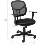Basics Mesh Mid-Back Adjustable Swivel Office Desk Chair with Armrests Black