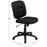 Basics Upholstered Low-Back Adjustable Swivel Office Desk Chair Black