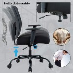 BestOffice 400lbs Wide Seat Desk Computer Lumbar Support Adjustable Arms Task Rolling Swivel Mesh Executive High Back Ergonomic Chair for Adults Women Black