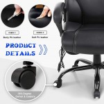 Big and Tall Office Chair Ergonomic Computer Chair 400lbs Heavy Duty Metal Base Massage Desk Chair with Lumbar Support Arms High Back PU Leather Office Chair,Black