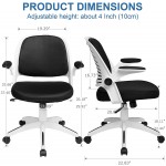 ComHoma Office Chair Desk Chair with Flip-up Arms and Adjustable Height Ergonomic Office Chair Back Cushion Removable Computer Chair Mid Back White