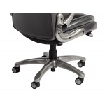 Commercial Ergonomic Executive Office Desk Chair with Flip-up Armrests Adjustable Height Tilt and Lumbar Support Black Bonded Leather