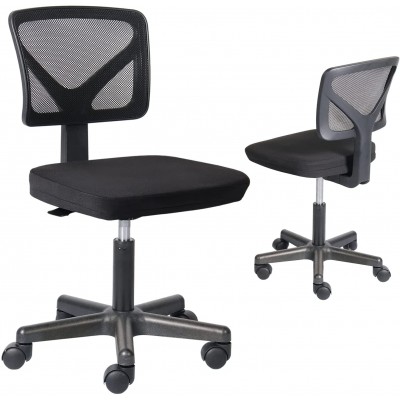 Desk Chair Armless Mesh Home Office Chair Ergonomic Small Task Chair No Armrests Swivel Rolling Computer Desk Chair Black