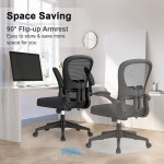Desk Chair Ergonomic Office Chair Swivel Computer Chair with Flip-up Armrest Adjustable Lumbar Support Height Tilting Adjustment YONISEE Home Office Desk Chairs Mesh Task Rocking Executive Chair