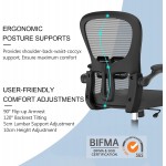 Desk Chair Ergonomic Office Chair Swivel Computer Chair with Flip-up Armrest Adjustable Lumbar Support Height Tilting Adjustment YONISEE Home Office Desk Chairs Mesh Task Rocking Executive Chair