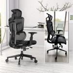 Ergonomic Office Chair High Back Mesh Desk Chair with Liftable Backrest Armrest 3D Adjustable Lumbar Support Headrest Computer Executive Chair