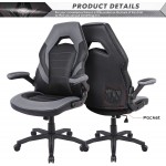Gaming Chair Racing Computer Desk Executive Office Chair 360°Swivel Flip-up Arms Ergonomic Design Thick Padding for Lumbar Support Women Men Adults Grey