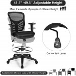 Giantex Mesh Drafting Chair Standing Desk Chair Tall Office Chair with Foot Ring Lumbar Support Height Adjustable Swivel Rolling Chair Mid Back Task Chair Ergonomic Drafting Stool 1 Black