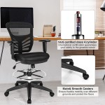 Giantex Mesh Drafting Chair Standing Desk Chair Tall Office Chair with Foot Ring Lumbar Support Height Adjustable Swivel Rolling Chair Mid Back Task Chair Ergonomic Drafting Stool 1 Black
