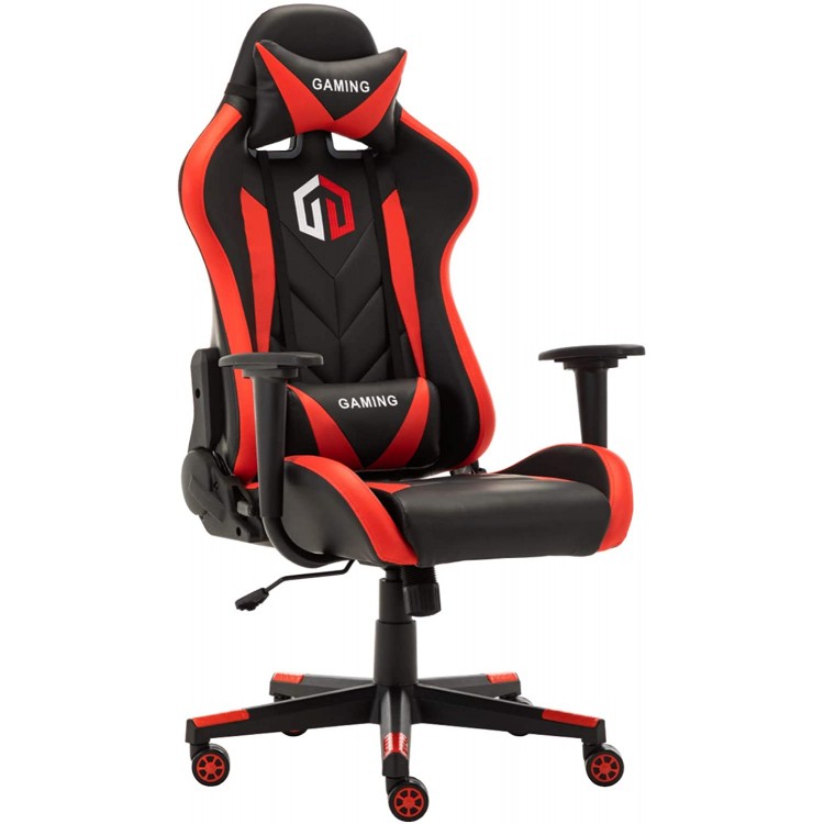 GOTMINSI Gaming Chair Racing Office Chair Computer Desk Chair Executive and Ergonomic Reclining Swivel Chair with Headrest and Lumbar Cushion Red