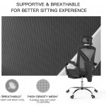 Hbada Ergonomic Office Recliner Chair High-Back Desk Chair Racing Style with Lumbar Support Height Adjustable Seat Headrest- Breathable Mesh Back Soft Foam Seat Cushion with Footrest Black
