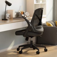 Hbada Office Task Desk Chair Swivel Home Comfort Chairs with Flip-up Arms and Adjustable Height Black